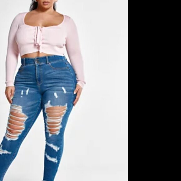 #23❤️ FTF HIGH RISE BLOWOUT CURVY FIT SKINNY JEANS - Picture 3 of 11